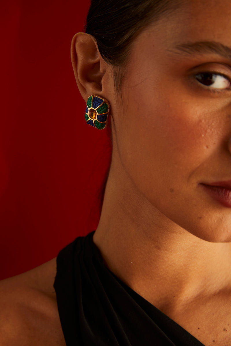 Drop Earrings - Blue and Green