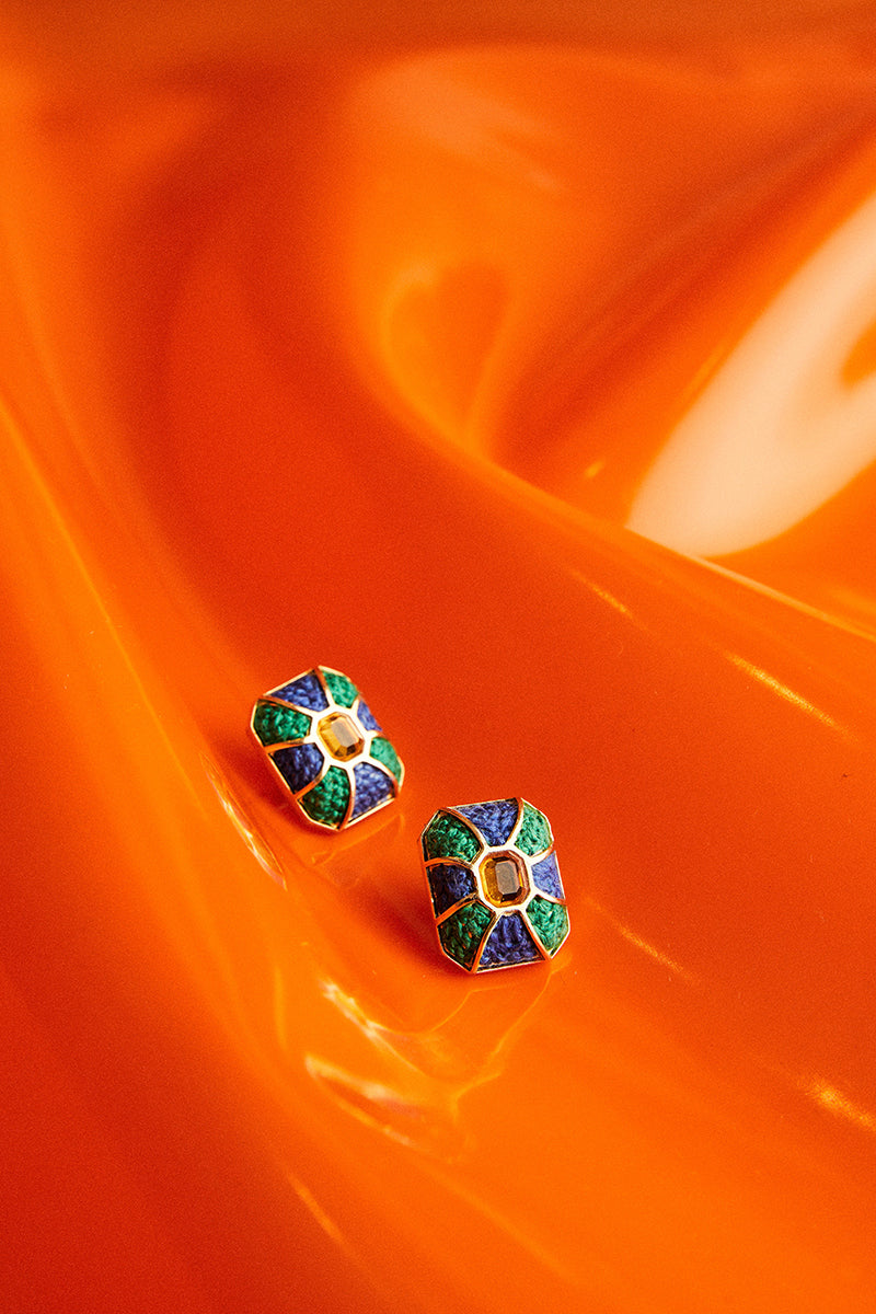 Drop Earrings - Blue and Green