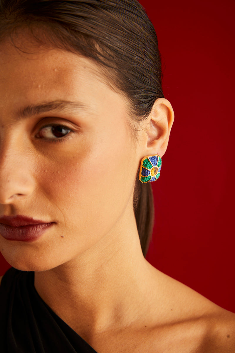 Drop Earrings - Blue and Green