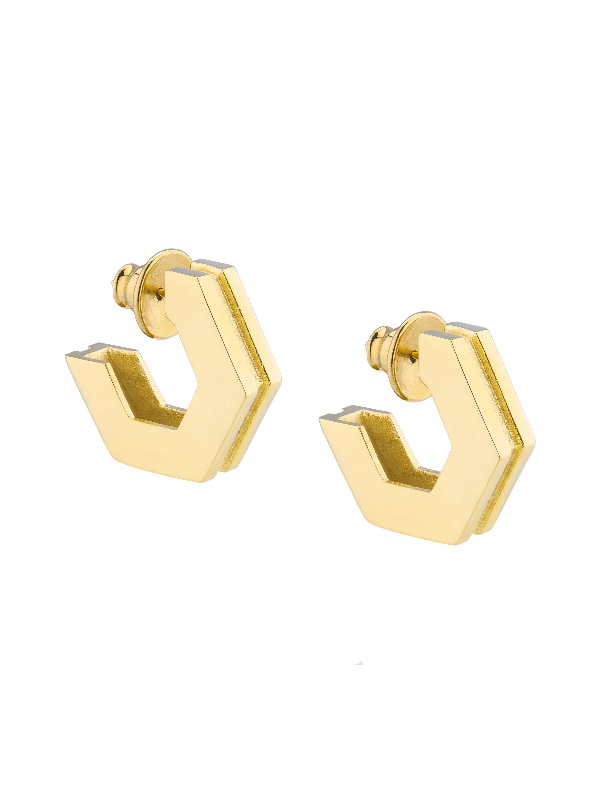 Small Golden Hexagonal Earrings