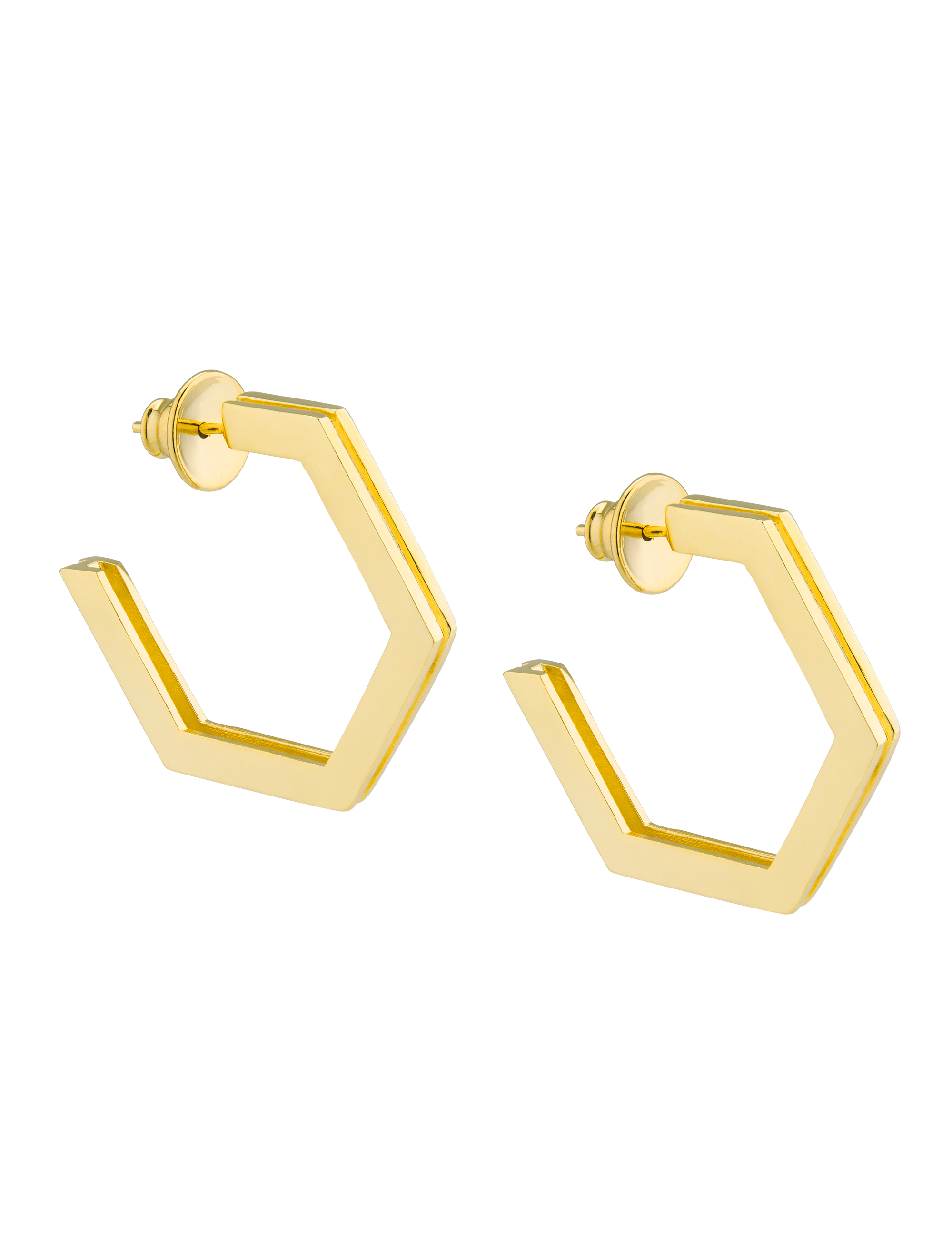 Large Golden Hexagonal Earrings