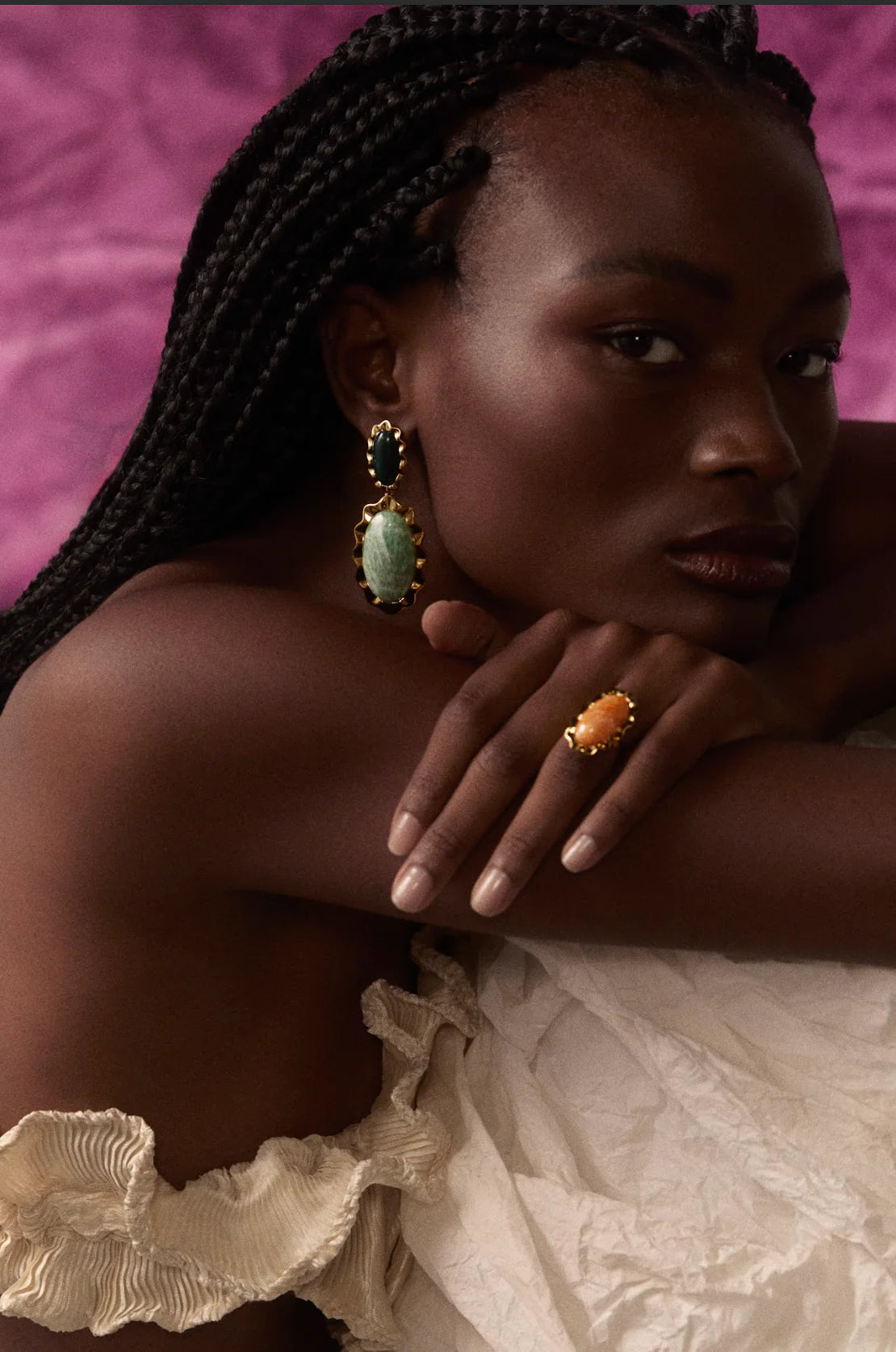Sua Earrings in Jasper and Amazonite