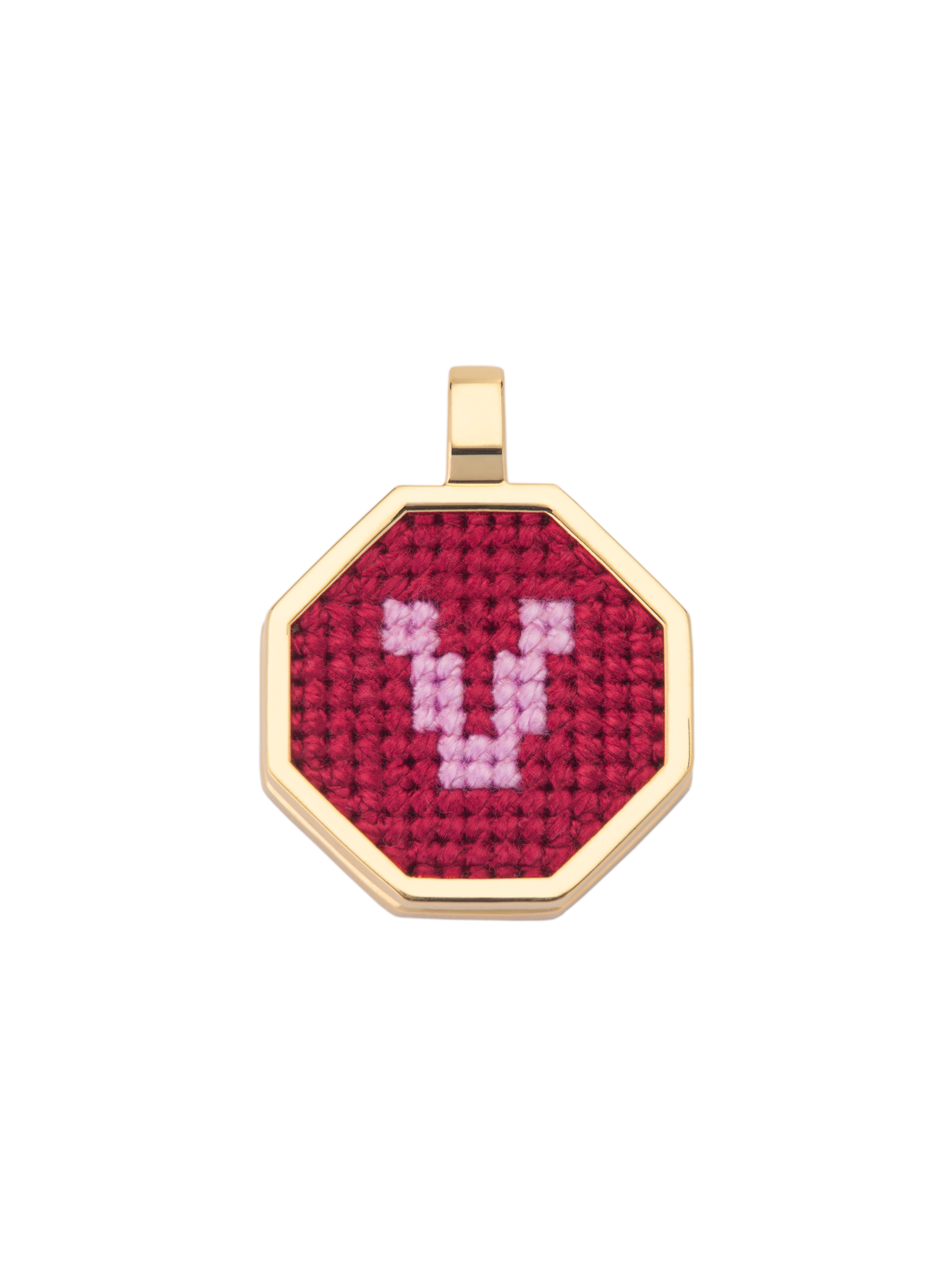 Hand Embroidered Letter Pendant